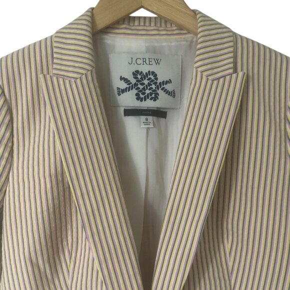 J. Crew Parke Classic Blazer In Seersucker Multicolor Stripe Size 8 - Picture 6 of 13